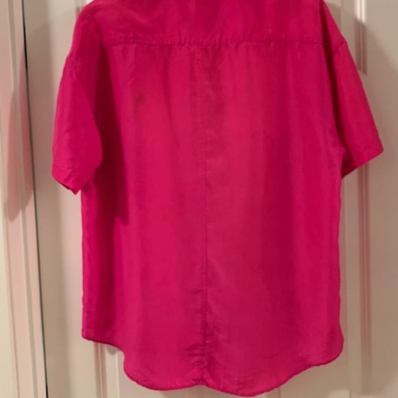 Express Fuchsia 100% Silk Button Down Shirt - Picture 5 of 9